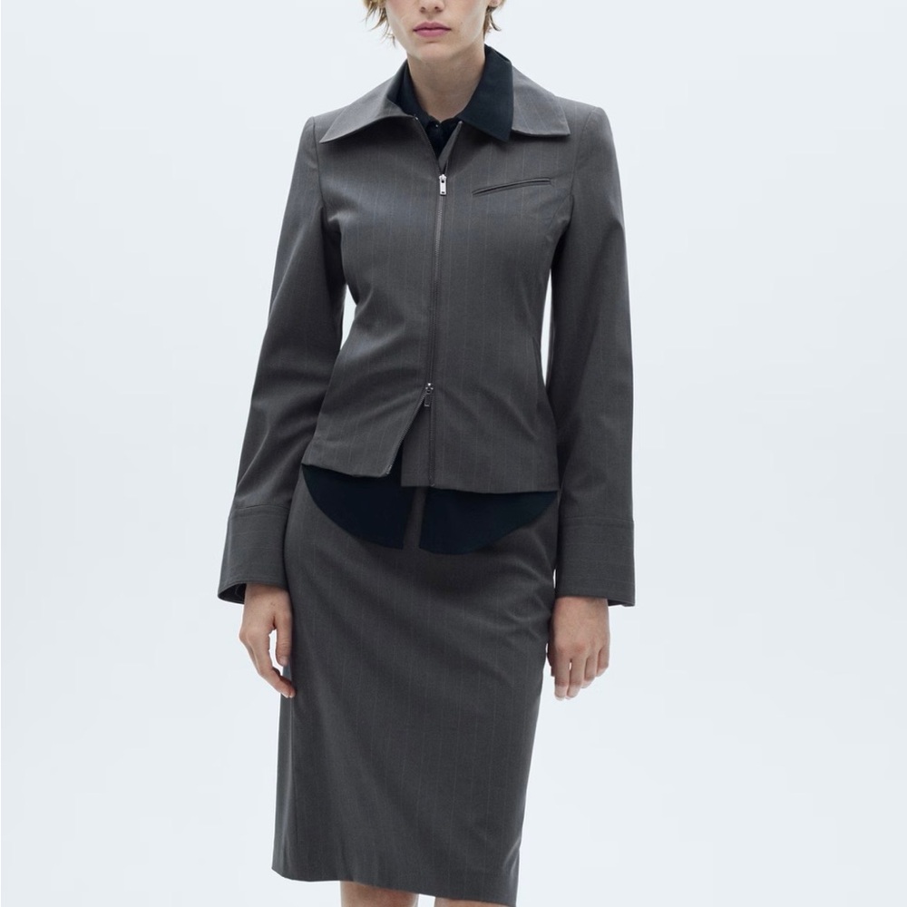 Mango Charcoal Blazer Suit Jacket